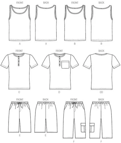 Miniatura 8 de McCall Pattern Company M6973 Camisetas sin mangas para hombre, camisetas y pantalones cortos, talla XN "XLG-XXL-XXXL