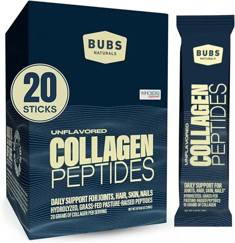 BUBS Naturals Péptidos de colágeno en polvo sin sabor – Las mejores proteínas para articulaciones y piel – Alimentado con pasto criado – apto para