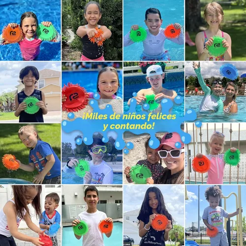 Miniatura 3 de Juegos de playa Disco volador para piscina: 2 paquetes de discos de agua para niños - Empapa el objetivo al impacto - Los mejores juguetes de Rojo