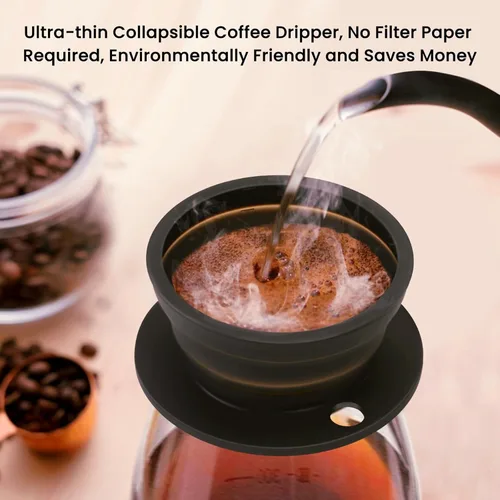 Miniatura 6 de Hervidor Eléctrico de Viaje Pequeño, Hervidor Eléctrico Plegable, Hervidor de Té Portátil + Goteador de Café Plegable Sin Papel para Verter