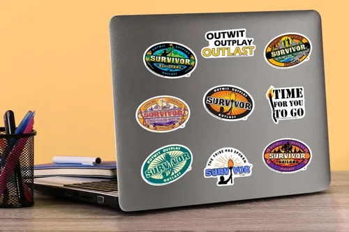 Miniatura 5 de Survivor - Paquete variado de 100 calcomanías de vinilo troqueladas – Calcomanías de logotipo icónicas de temporada para laptop, botella de agua
