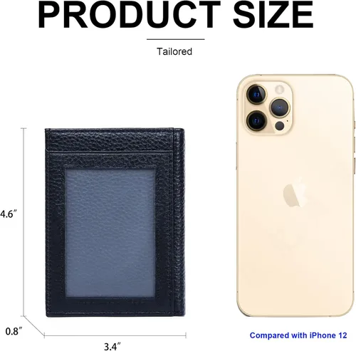Miniatura 4 de Fependu Cartera pequeña para mujer, con bloqueo RFID, de piel auténtica, compacta, plegable, con bolsillo, con cremallera, mini monedero