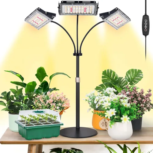 Miniatura 13 de LBW Luz de cultivo para plantas de interior, luz LED de escritorio de espectro completo, lámpara de cultivo pequeña con temporizador de 4 H/8H/12H