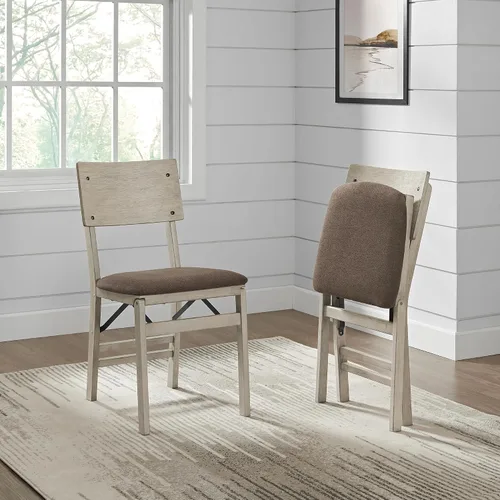 Miniatura 2 de Stakmore Classic Comfort - Sillas plegables de madera con respaldo curvo con asientos acolchados, juego de 2 sillas de comedor plegables sin
