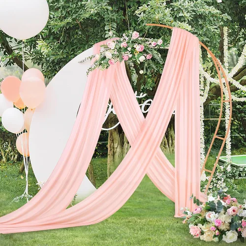 Miniatura 29 de Tela drapeada para arco de boda, 6 paneles de tela de gasa blanca, cortinas de telón de fondo transparente de 6 yardas para decoración de baby Blanco