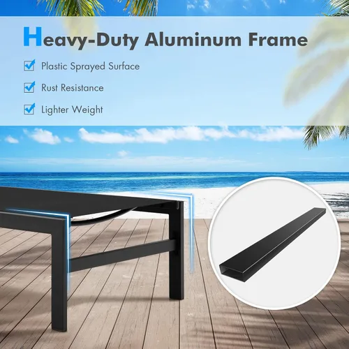 Miniatura 6 de Tangkula Tumbona de aluminio para patio, sillón ajustable para exteriores con respaldo de 6 posiciones, marco de aluminio resistente, tela Negro