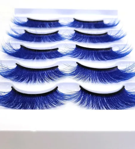 Miniatura 2 de MISSLADY Pestañas postizas de visón sintético 3D, tiras de pestañas azules (FM-305, 0.55-0.78 pulgadas, 5 pares)