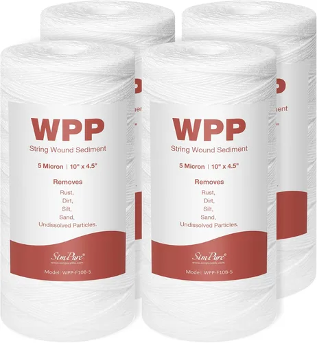 SimPure - Cartucho de filtro de agua para heridas de cadena de 5 micrones, 10 x 4.5 pulgadas para agua de pozo, reemplazo de filtro de sedimentos