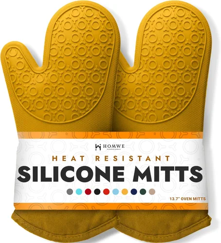 Miniatura 29 de Guantes de horno de silicona con forro de algodón acolchado – profesional resistente al calor olla de cocina soportes – 1 par 2-Turquesa