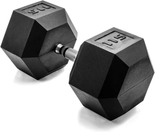 Miniatura 44 de CAP Barbell Peso de la mancuerna hexagonal recubierta, individual, 10-120 libras, múltiples opciones