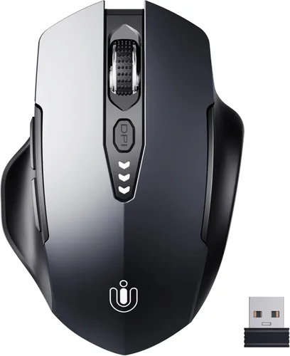 Miniatura 8 de Uineer Ratón inalámbrico, [Actualizado] Pantalla de batería visible, Ratones recargables para portátil 2.4G USB, 4 niveles de DPI ajustables, ratón