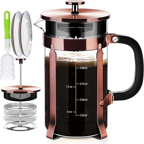 Miniatura 9 de YMMIND Cafetera de prensa francesa de 21 onzas, cafetera espresso de 4 tazas, cafetera de borosilicato engrosado resistente al calor para café frío