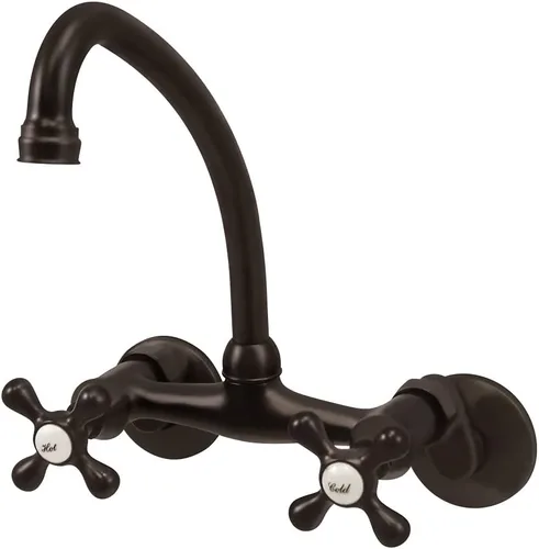 Miniatura 11 de Kingston Brass Kingston - Grifo de cocina ajustable de 6 pulgadas para montaje en pared, latón antiguo