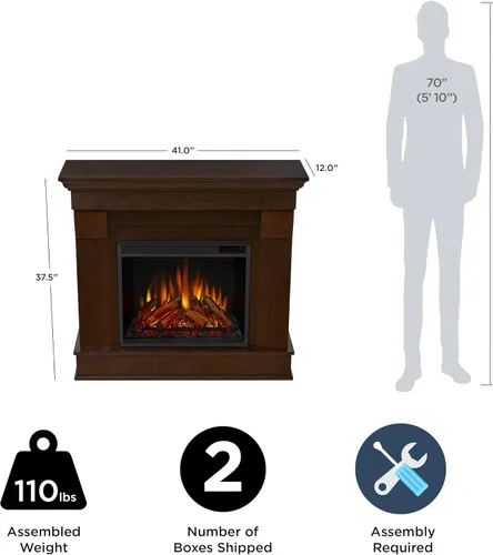 Miniatura 4 de Real Flame Chateau - Chimenea eléctrica de 41 pulgadas con repisa para sala de estar o dormitorio, inserto de chimenea calentador reemplazable