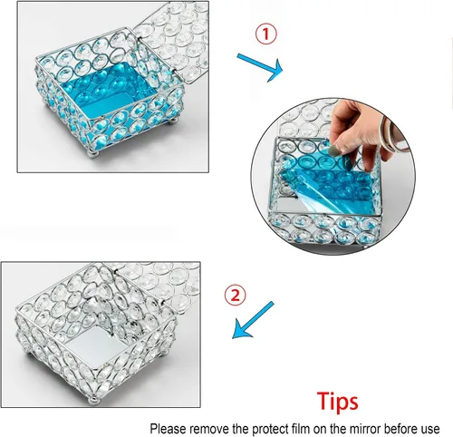 Miniatura 2 de Feyarl Caja de joyería de cristal, aretes, anillos, organizador del tesoro, caja de recuerdo con tapa para decoración de tocador, habitación