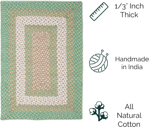 Miniatura 3 de Super Area Rugs Alfombra Trenzada Estilo Granja de 20x30 Pulgadas - Alfombra de Algodón Natural Suave para Baño, Cocina, Entrada - Alfombra Tejida