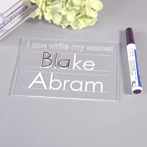 Rastreo de nombres de acrílico – Pizarra de borrado en seco reutilizable con nombre personalizado – Suministros de aprendizaje preescolar para 5x7"