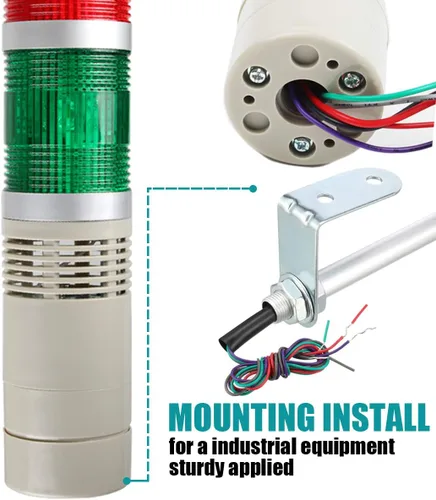 Miniatura 6 de Luz de advertencia industrial de la pila LED de 1 capa con el zumbador para la seguridad, DC 12V
