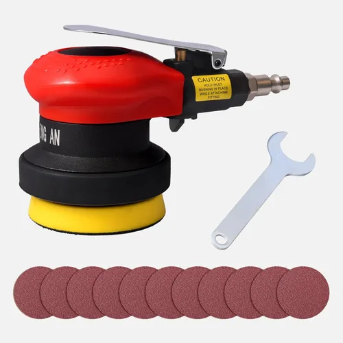 Miniatura 10 de Lijadora orbital aleatoria de 3 pulgadas - Lijadora neumática de palma para madera, compuestos, metal