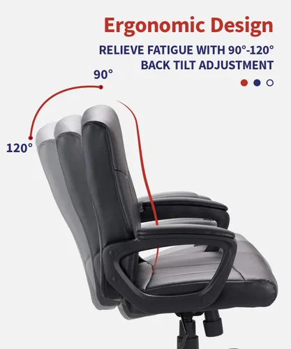 Miniatura 6 de CLATINA Silla ejecutiva de oficina de cuero, silla de escritorio de computadora con respaldo medio con soporte lumbar y reposabrazos acolchados