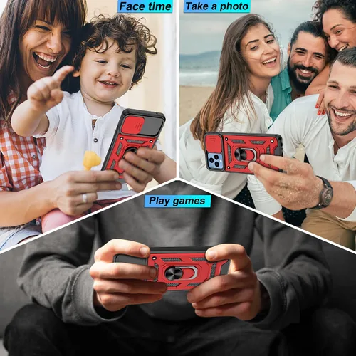 Miniatura 7 de ATUMP Funda para T-Mobile Revvl V Plus 5G con protector de pantalla HD con cubierta de cámara deslizante, soporte de anillo de rotación de 360° Negro