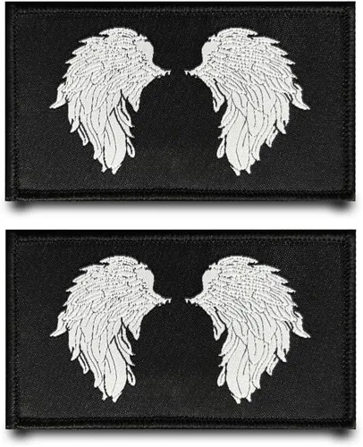 2 parches de ala de ángel divertidos bordados, cierre de gancho y bucle extraíble, emblema táctico militar para mochilas, chaquetas, ropa, jeans,