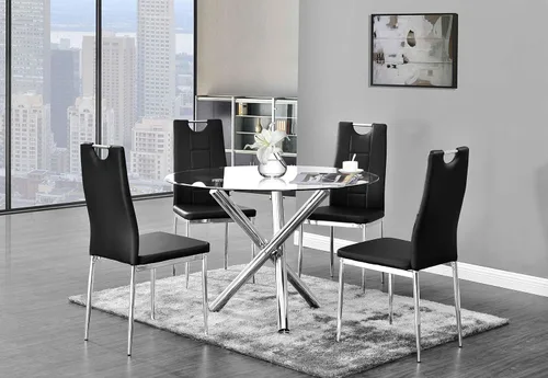 Miniatura 4 de Best Master Furniture Juego de 2 sillas de comedor de cristal, color negro