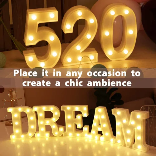 Miniatura 6 de HXWEIYE Letrero con luces LED para números iluminados-5, luces LED para carteles con números de marquesina y 26 letras del alfabeto y 10 números