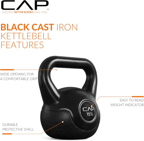 Miniatura 3 de CAP Barbell Juego de pesas de cemento de 45 LB – Pesas de 10 lb, 15 lb y 20 lb recubiertas de vinilo para entrenamiento de fuerza, cardio