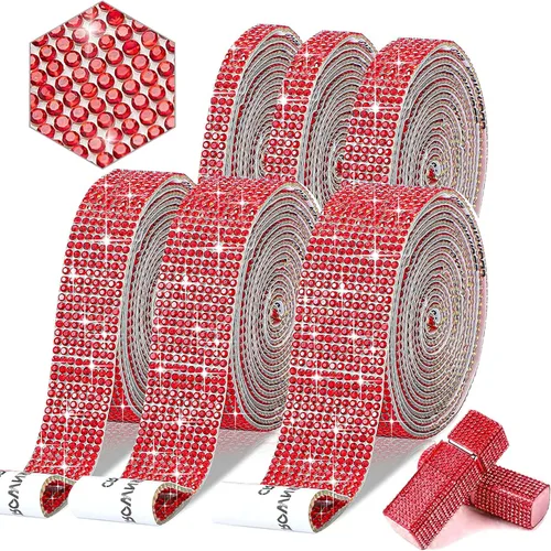 Miniatura 10 de 6 rollos de cinta de diamantes de imitación autoadhesiva con diamantes de imitación de 0.079 pulgadas (0.079 in) para manualidades, decoración de AB