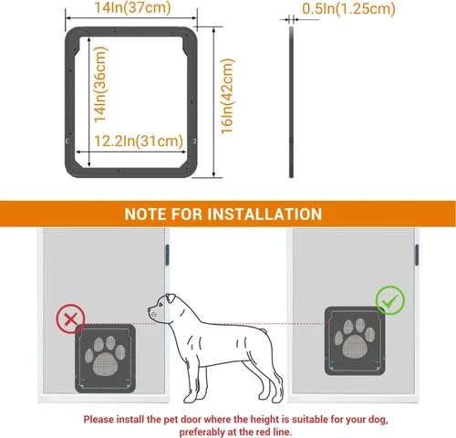 Miniatura 6 de Puerta de perro grande para puerta mosquitera, fácil de instalar Puerta mosquitera para mascotas con cerradura para puerta corredera, puerta