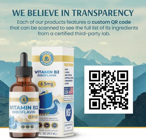 Miniatura 8 de Vykee Nutrition Gotas de riboflavina de vitamina B2, suplemento líquido B2 para metabolismo energético, función celular y apoyo de la visión