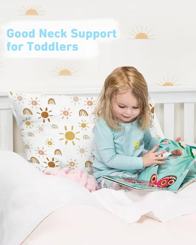 Miniatura 3 de Babebay Paquete de 2 almohadas para niños pequeños, almohadas de algodón de 13 x 18 pulgadas para dormir, lavables a máquina con funda de almohada