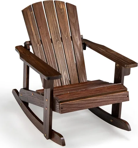 Giantex Mecedora Adirondack de madera para niños, para exteriores, con asiento de listones, pies mecedores suaves, capacidad de peso de 300 libras,