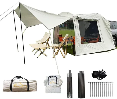 Miniatura 8 de Tienda de campaña versátil para automóvil, SUV, puerta trasera, tienda de campaña con mosquitera para acampar (15.9 x 7.9 x 6.4 pies)