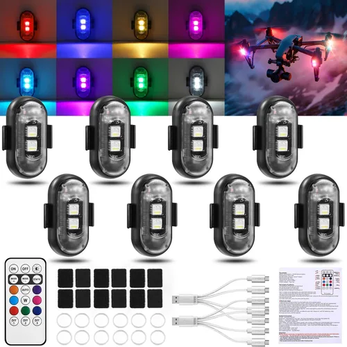 Miniatura 9 de 8PCS Luces Estroboscópicas LED Inalámbricas, Halloween 8 Colores Luces Estroboscópicas Inalámbricas con Control Remoto, IP65 Impermeable Recargable