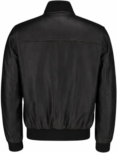 Miniatura 2 de TLC Varsity Bomber Jacket Men Ribbed Style Sleek Black Leather Bomber Jacket Men