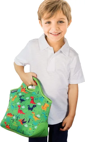 Miniatura 7 de Bolsa de almuerzo para niños con aislamiento de neopreno para niños, se adapta a la lonchera Bento Box y Thermos verde para niños pequeños