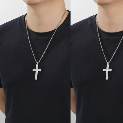 Miniatura 4 de Collar de cruz de acero inoxidable 316L para hombre, collar con colgante de cruz para hombres, collar de cruz para hombre, regalo de joyería