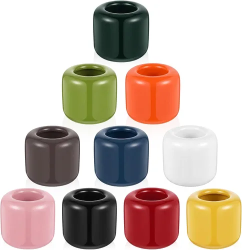 Miniatura 10 de Suclain 10 Pcs 0.7 Inch Chime Candle Holder Small Candle Holders Ceramic Holder for Rituals, Spells, Vigil, Altar, Witchcraft, Wiccan Supplies