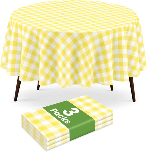 Miniatura 69 de Paquete de 2 manteles redondos desechables color azul oscuro, manteles de plástico para fiestas, 84 x 84 pulgadas, impermeable, para campamento