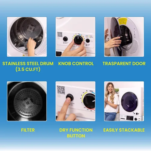 Miniatura 6 de Equator Secador compacto con sensor ventilado 3.5cf/13lbs 110V CONTROL INFERIOR BLANCO