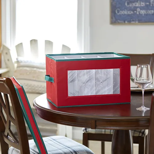 Miniatura 3 de Household Essentials Caja de almacenamiento para copas con ventana, con tapa, 12 compartimentos de almacenamiento, asas dobles, perfecta