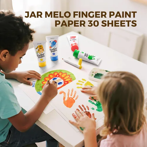 Miniatura 6 de Jar Melo Papel de pintura para dedos, 30 hojas, 10 x 15 pulgadas, almohadilla de papel de pintura de dedos grande para niños, sin ácidos, 101 libras