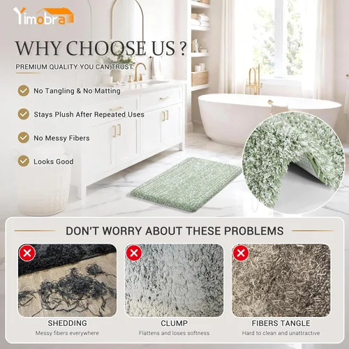 Miniatura 4 de Yimobra Alfombras de baño para artículos esenciales del hogar, antideslizante, lavable, alfombra de ducha de felpa suave absorbente de agua