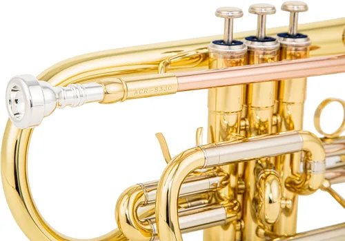 Miniatura 4 de Corneta Bb ACR 8330 para principiantes y jugadores intermedios, válvulas de acero inoxidable, calibre ML, tubo principal de latón dorado de 120 mm