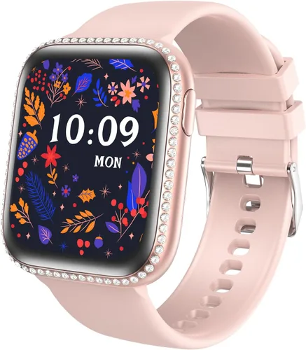 Smart Watch for Women, 1.75" AMOLED Fitness Tracker for Android iOS, Answer/Make Call with Heart Rate Sleep Monitor 130+ Sports Mode, IP68 Pink Band
