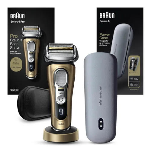 Miniatura 5 de Braun Maquinilla de afeitar eléctrica para hombres, afeitadora de lámina impermeable, Serie 9 Pro 9477cc, afeitado húmedo y seco, con estuche