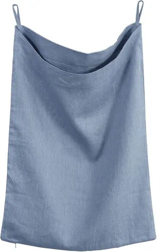 Amazhiyu Pure Linen - Bolsa para colgar sobre la puerta con cremallera inferior para guardar ropa sucia, color azul cian