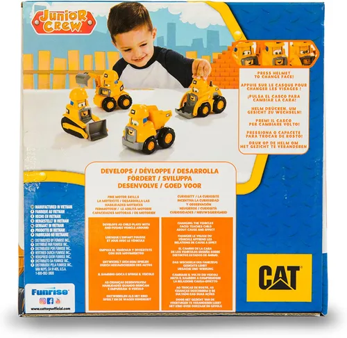 Miniatura 4 de CAT Juguetes de Construcción, Junior Crew Construction Pals Camión Volquete Vehículo Educativo Preescolar con Sonidos Vroom para Niños y Cara